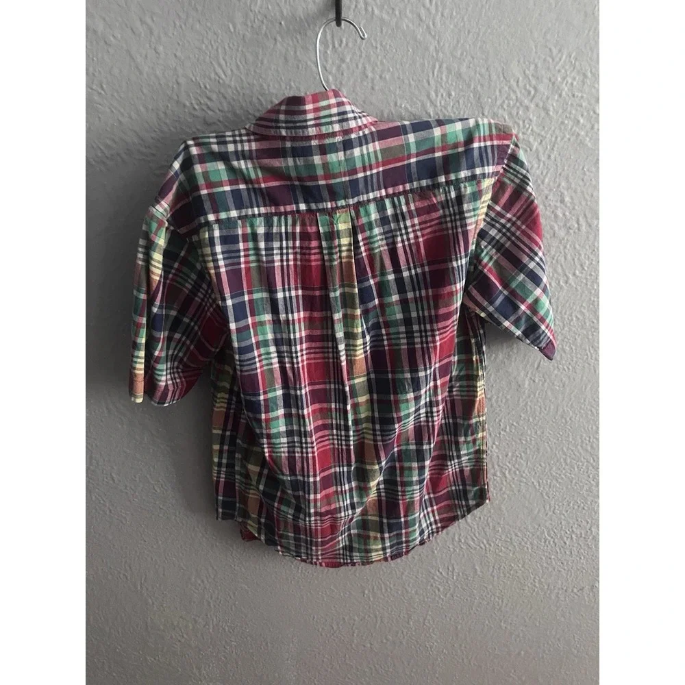 Ralph Lauren Boys Button Down Shirt‎ Short Sleeve Multicolored Plaid Size Medium
